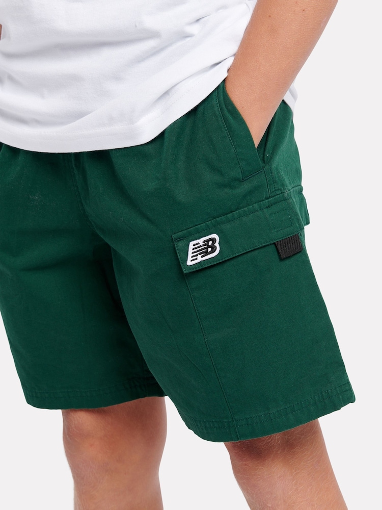 New Balance Green Boys Premium Woven 100% Cotton Shorts - Image 4 of 8