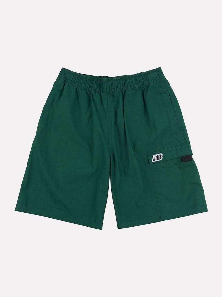 New Balance Green Boys Premium Woven 100% Cotton Shorts - Image 6 of 8