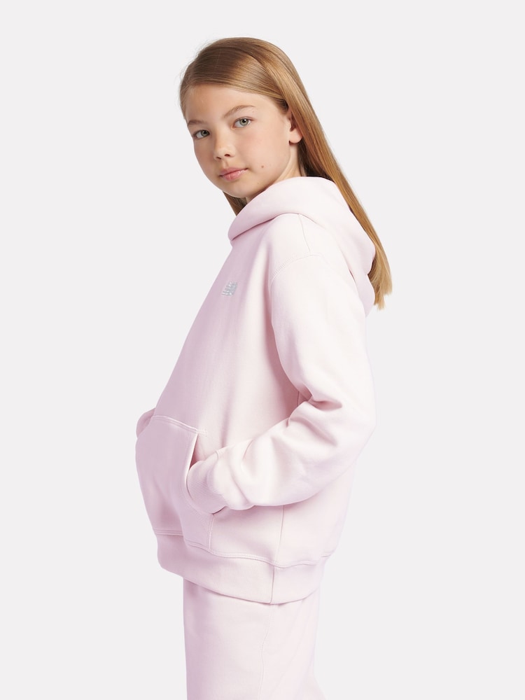 New Balance Pink Small Girls Brush Back Logo Hoodie - Image 2 of 8