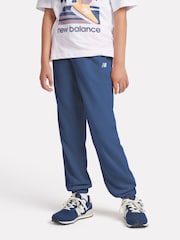 New Balance Blue Girls Small Brush Back Logo Joggers - Image 1 of 8