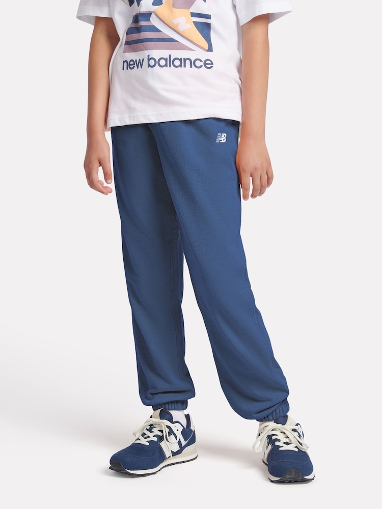 New Balance Blue Girls Small Brush Back Logo Joggers - Image 1 of 8