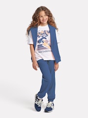 New Balance Blue Girls Small Brush Back Logo Joggers - Image 5 of 8