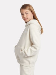 New Balance White Small Girls Brush Back Logo Hoodie - Image 2 of 9