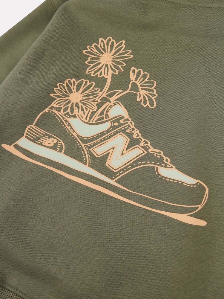 New Balance Green Girls Floral Sneaker Hoodie - Image 10 of 11