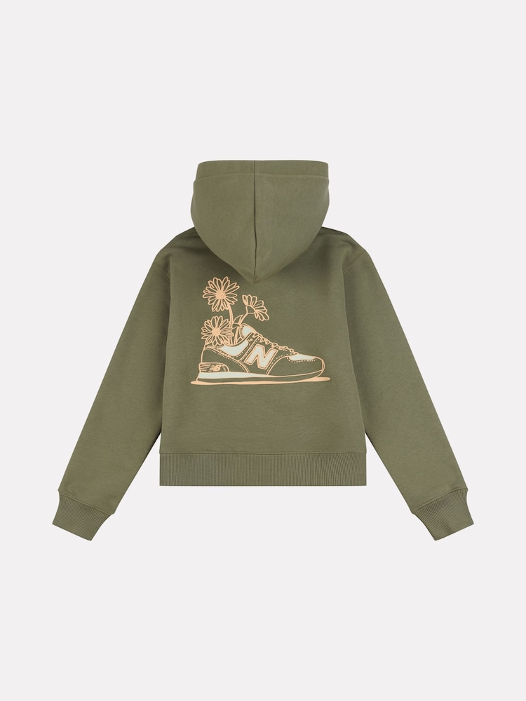 New Balance Green Girls Floral Sneaker Hoodie - Image 8 of 11