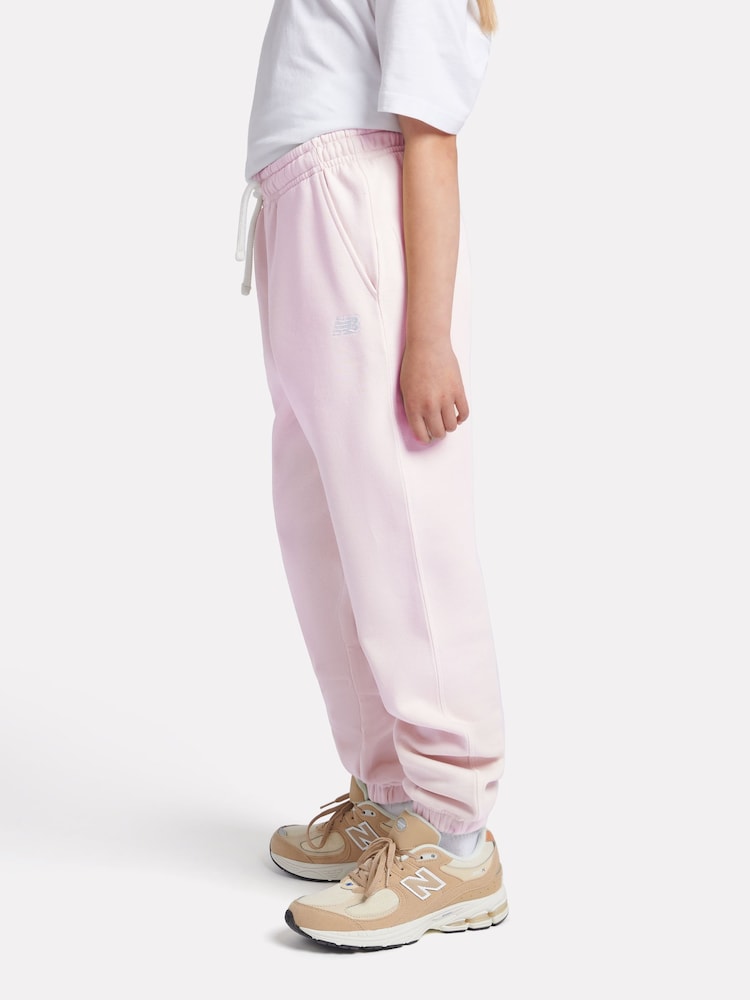 New Balance Pink Girls Small Brush Back Logo Joggers - Image 2 of 8