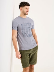 FatFace Grey Beeble Tile Graphic T-Shirt - Image 1 of 5