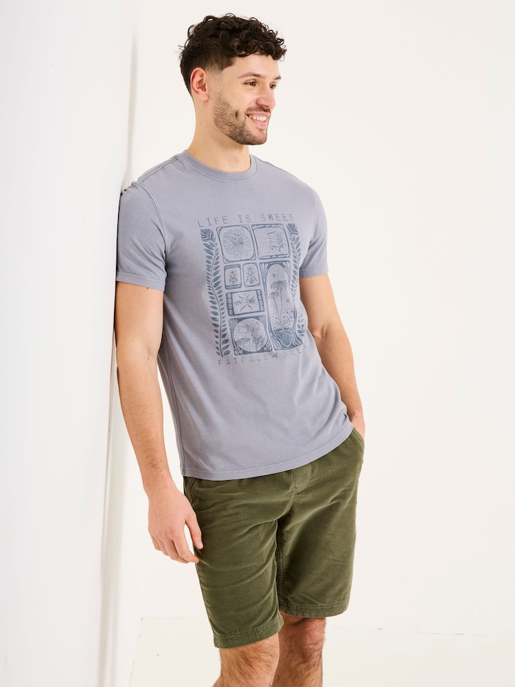 FatFace Grey Beeble Tile Graphic T-Shirt - Image 1 of 5