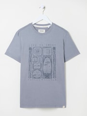 FatFace Grey Beeble Tile Graphic T-Shirt - Image 4 of 5