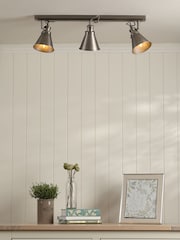 Laura Ashley Pewter Rufus 3 Light Linear Pendant Bar Ceiling Light - Image 1 of 6