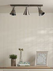 Laura Ashley Pewter Rufus 3 Light Linear Pendant Bar Ceiling Light - Image 2 of 6