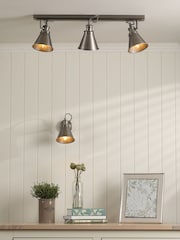 Laura Ashley Pewter Rufus 3 Light Linear Pendant Bar Ceiling Light - Image 6 of 6