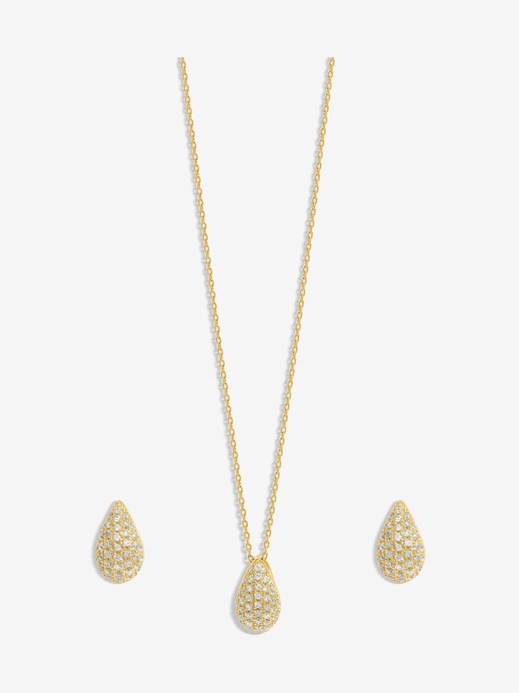 Inicio Gold Plated Cubic Zirconia Teardrop Set - Gift Boxed - Image 1 of 4 Inicio Gold Plated Cubic Zirconia Teardrop Set - Gift Boxed - Image 1 of 4