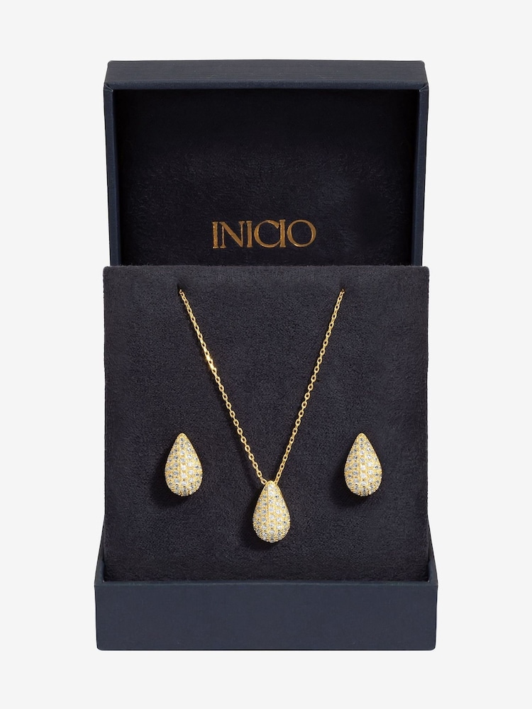Inicio Gold Plated Cubic Zirconia Teardrop Set - Gift Boxed - Image 2 of 4 Inicio Gold Plated Cubic Zirconia Teardrop Set - Gift Boxed - Image 2 of 4