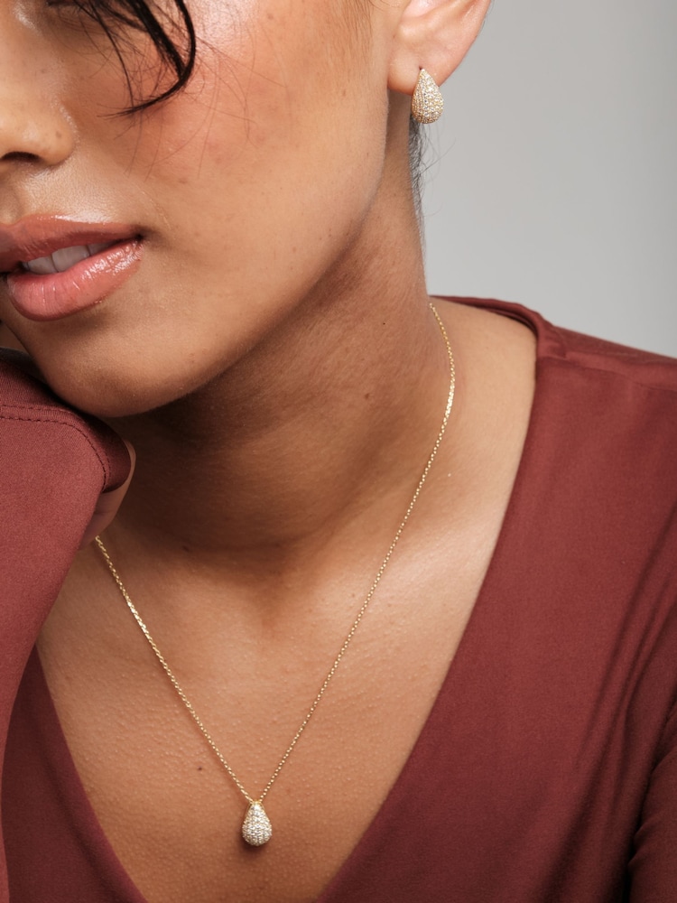 Inicio Gold Plated Cubic Zirconia Teardrop Set - Gift Boxed - Image 4 of 4