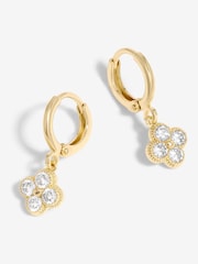 Inicio Gold Tone Gift Pouch Clover Charm Huggie Earrings - Image 1 of 1