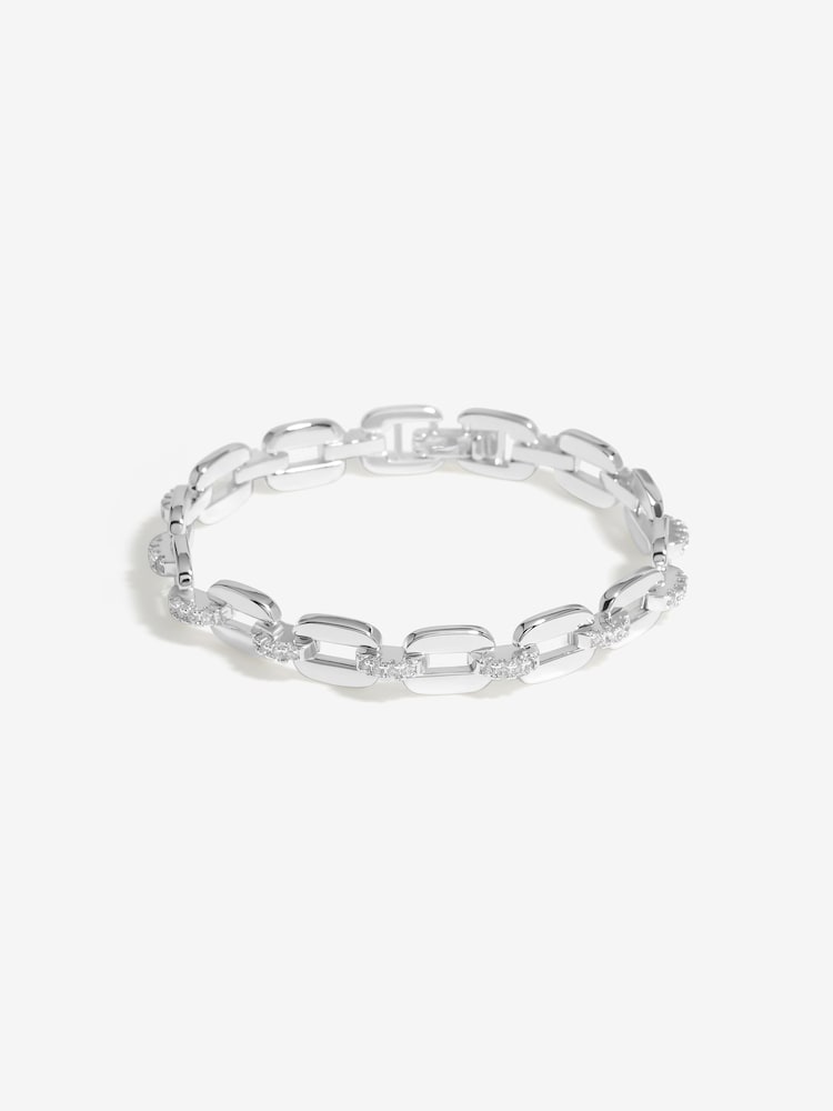 Inicio Silver Tone Cubic Zirconia Chain Gift Pouch Bracelet - Image 1 of 2