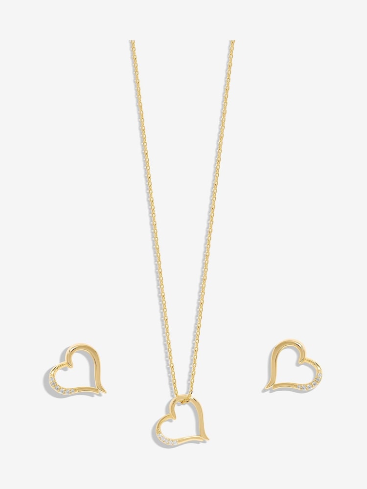 Inicio Gold Plated Cubic Zirconia Heart Set - Gift Boxed - Image 1 of 4