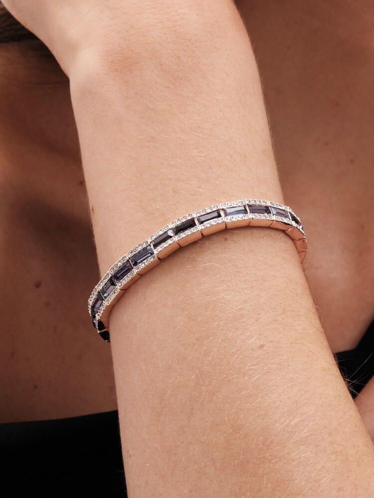Jon Richard Gold Tone Amethyst Baguette Stretch Bracelet - Image 2 of 3