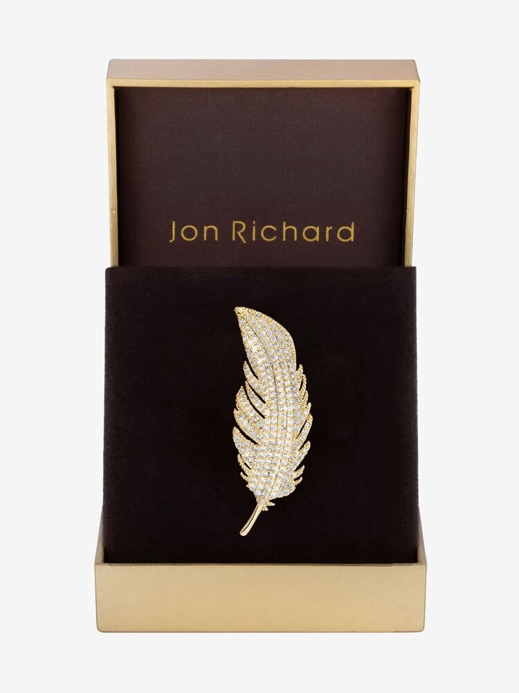Jon Richard Gold Cubic Zirconia Leaf Brooch - Gift Box - Image 1 of 3