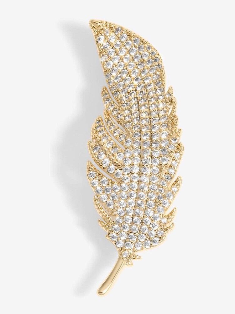 Jon Richard Gold Cubic Zirconia Leaf Brooch - Gift Box - Image 2 of 3