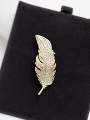 Jon Richard Gold Cubic Zirconia Leaf Brooch - Gift Box - Image 3 of 3