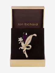 Jon Richard Gold Tone Gift Boxed Amethyst Floral Brooch - Image 1 of 3