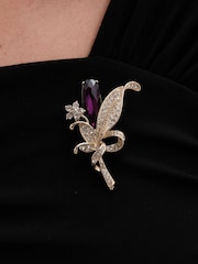 Jon Richard Gold Tone Gift Boxed Amethyst Floral Brooch - Image 3 of 3