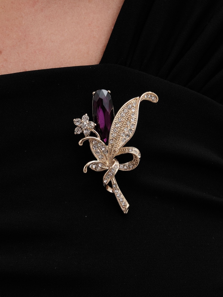 Jon Richard Gold Tone Gift Boxed Amethyst Floral Brooch - Image 3 of 3