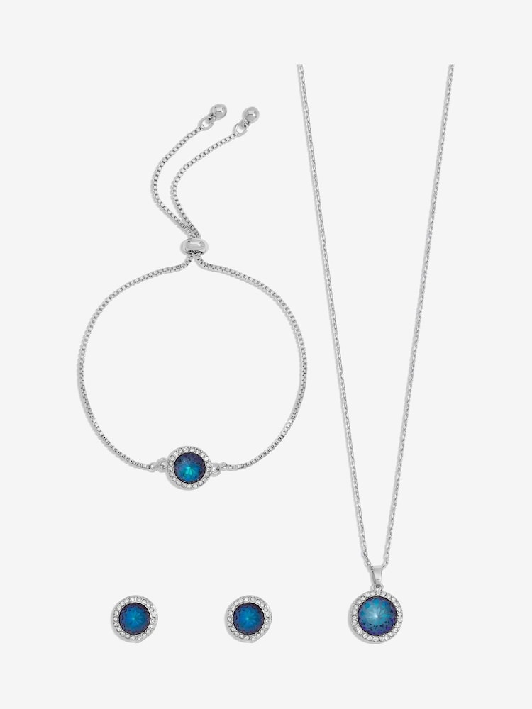 Jon Richard Silver Tone Set Blue Halo Trio Set - Gift Boxed - Image 2 of 2