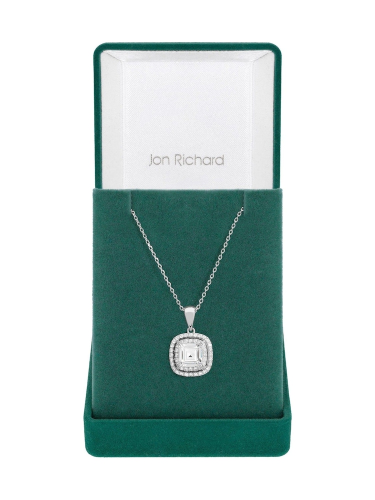 Jon Richard Silver Tone Cubic Zirconia Square Crystal Pendant - Image 1 of 3