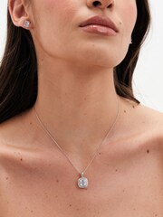 Jon Richard Silver Tone Cubic Zirconia Square Crystal Pendant - Image 2 of 3