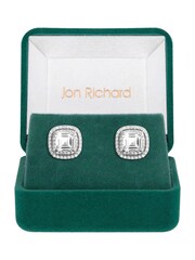 Jon Richard Silver Tone Cubic Zirconia Square Crystal Stud Earrings - Image 1 of 3