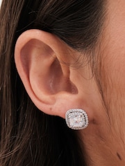 Jon Richard Silver Tone Cubic Zirconia Square Crystal Stud Earrings - Image 3 of 3
