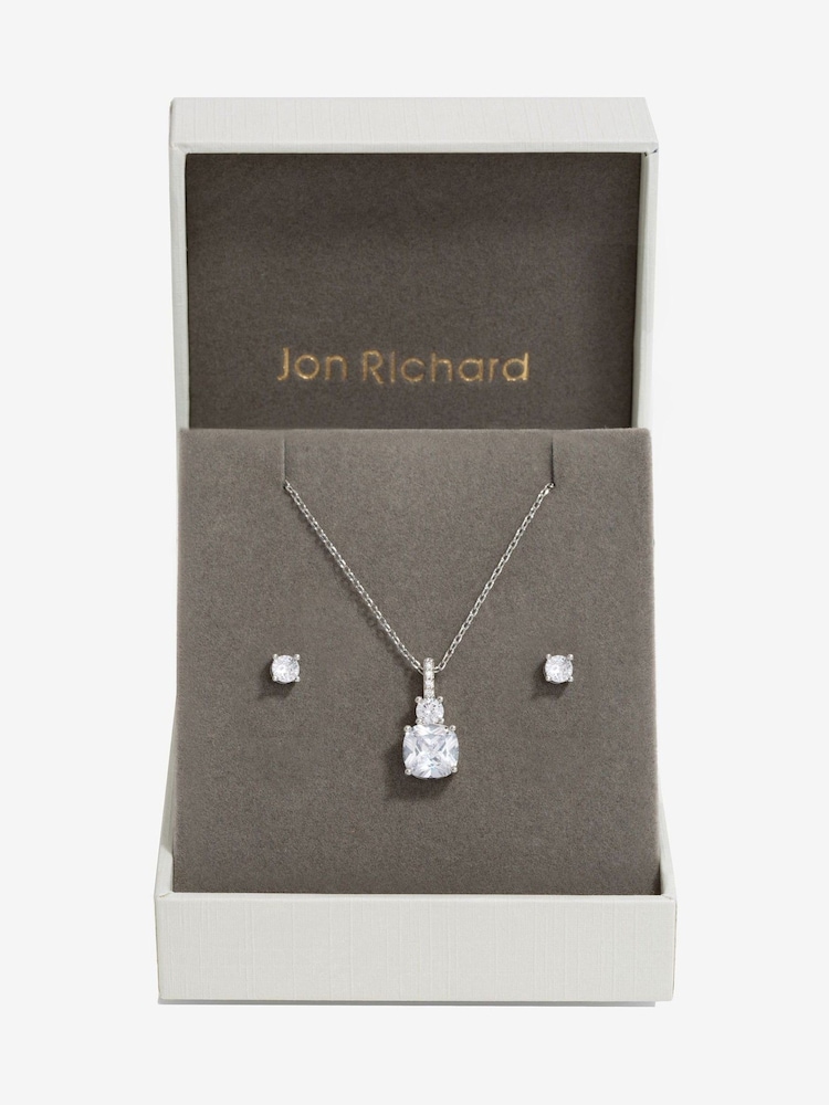 Jon Richard Silver Tone Cubic Zirconia Pendant Set - Gift Boxed - Image 1 of 3