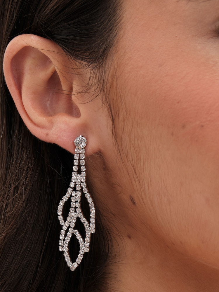 Jon Richard Silver Tone Crystal Leaf Earrings - Image 1 of 4