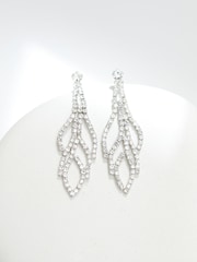 Jon Richard Silver Tone Crystal Leaf Earrings - Image 2 of 4