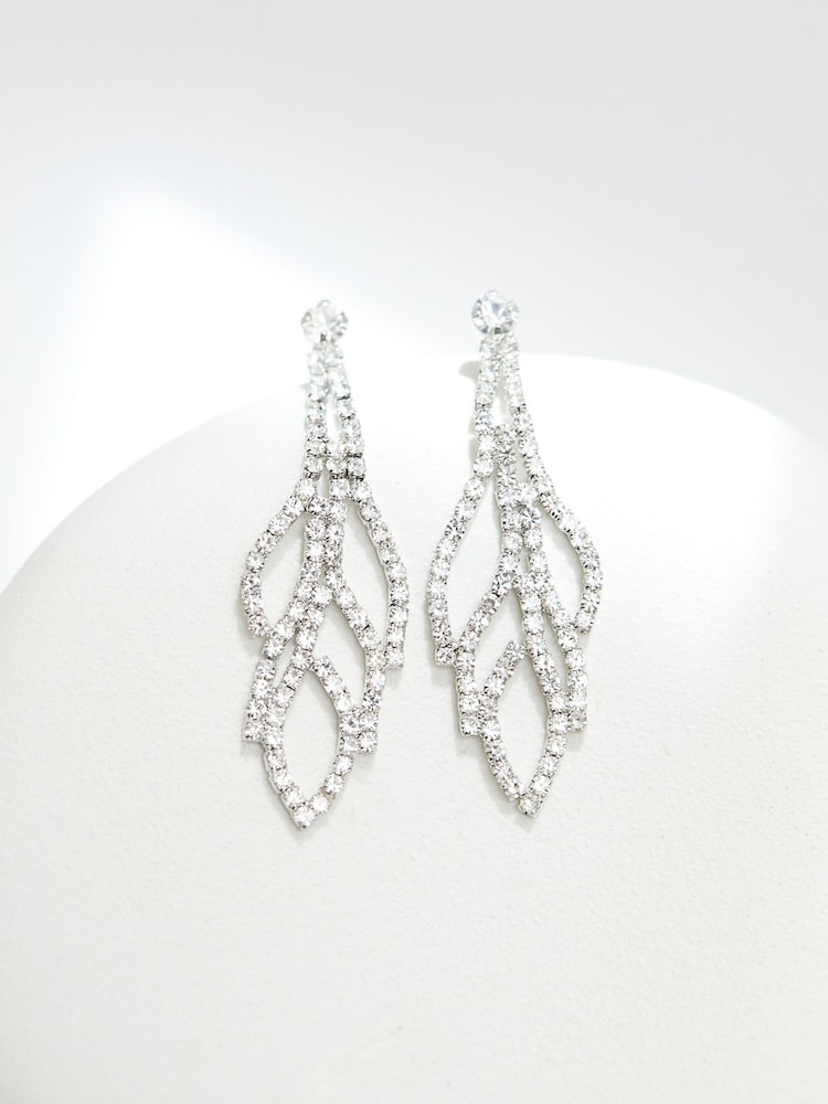 Jon Richard Silver Tone Crystal Leaf Earrings - Image 2 of 4