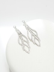 Jon Richard Silver Tone Crystal Leaf Earrings - Image 3 of 4