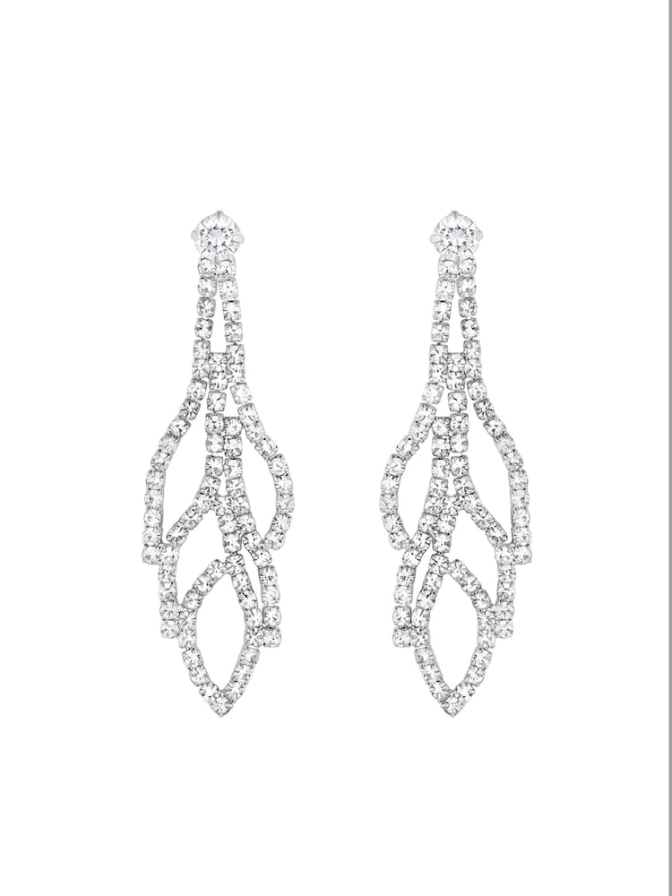 Jon Richard Silver Tone Crystal Leaf Earrings - Image 4 of 4