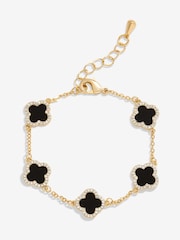 Jon Richard Gold Tone Jet Enamel Clover Bracelet - Image 1 of 4