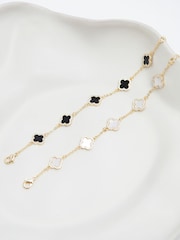 Jon Richard Gold Tone Jet Enamel Clover Bracelet - Image 4 of 4