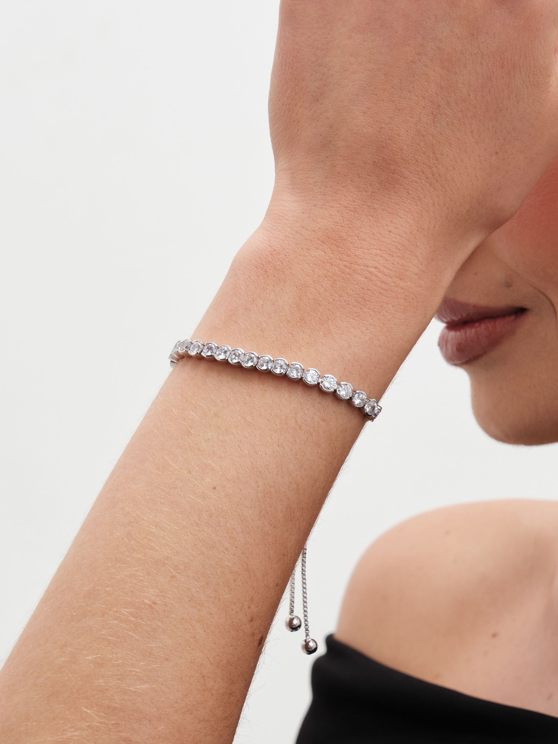 Buy Jon Richard Silver Tone Cubic Zirconia Tennis Toggle Bracelet from Next Luxembourg