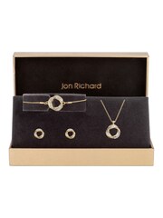 Jon Richard Gold Tone Emerald And Crystal Twist Drop Trio Set - Gift Boxed - Image 1 of 5