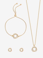 Jon Richard Gold Tone Emerald And Crystal Twist Drop Trio Set - Gift Boxed - Image 2 of 5