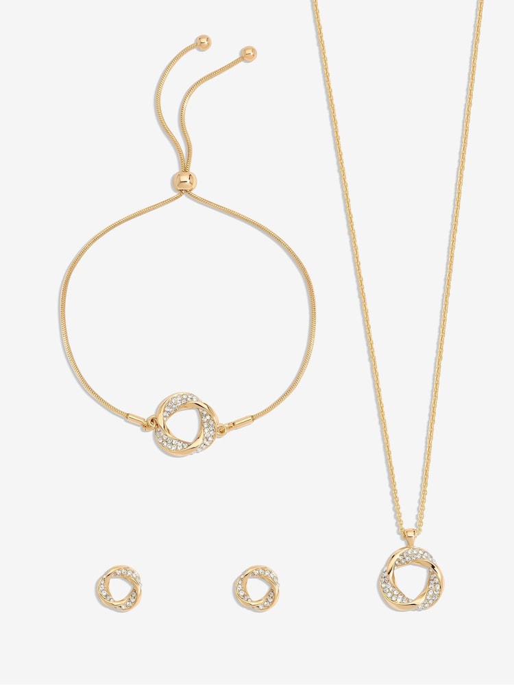 Jon Richard Gold Tone Emerald And Crystal Twist Drop Trio Set - Gift Boxed - Image 2 of 5 Jon Richard Gold Tone Emerald And Crystal Twist Drop Trio Set - Gift Boxed - Image 2 of 5