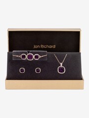 Jon Richard Gold Tone Amethyst Trio Set - Gift Boxed - Image 1 of 5