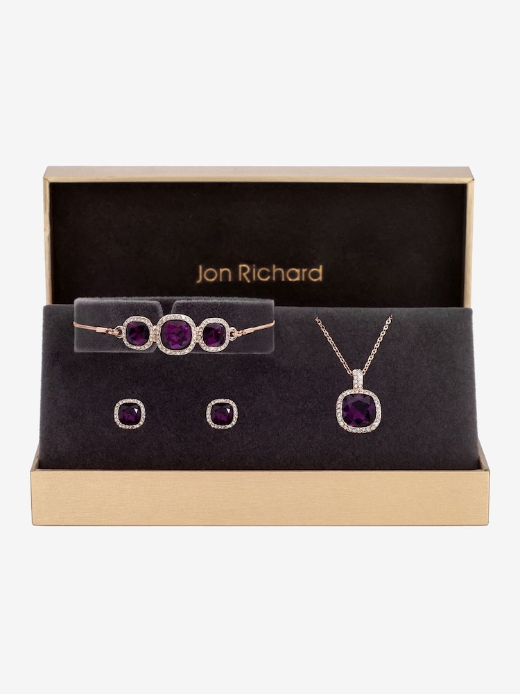Jon Richard Gold Tone Amethyst Trio Set - Gift Boxed - Image 1 of 5