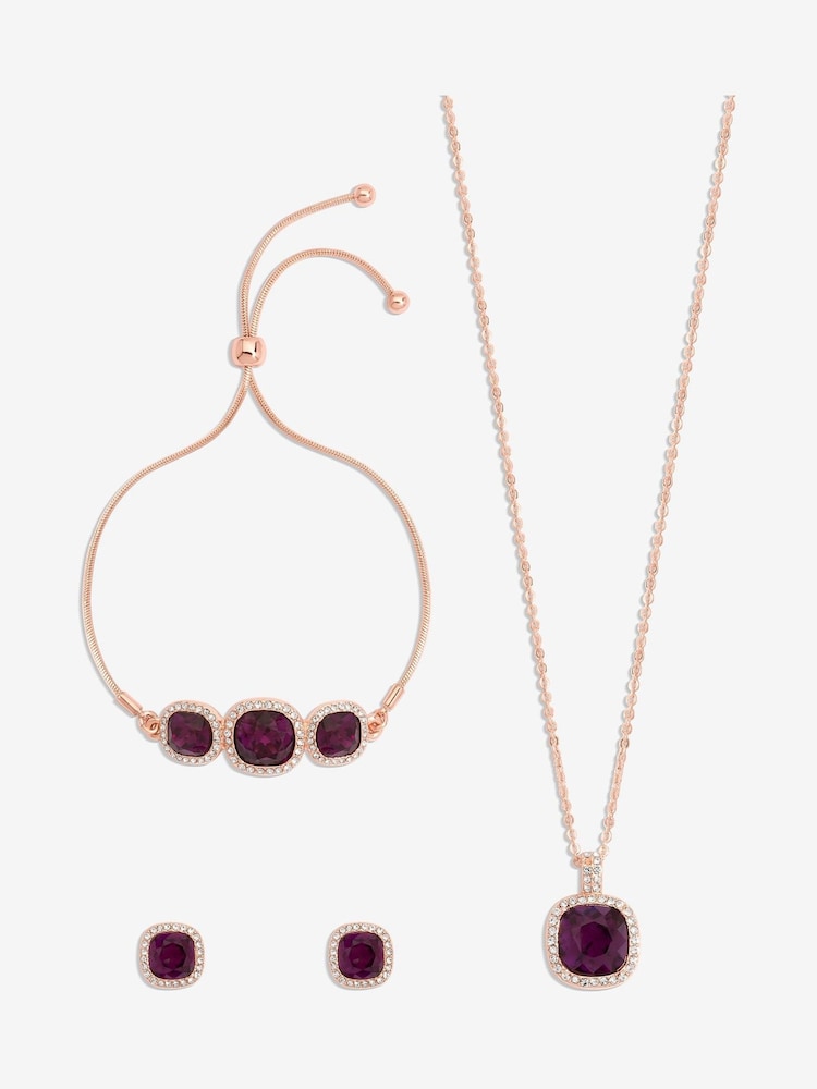 Jon Richard Gold Tone Amethyst Trio Set - Gift Boxed - Image 2 of 5