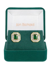 Jon Richard Gold Tone Emerald Baguette Stud Earrings - Image 1 of 3